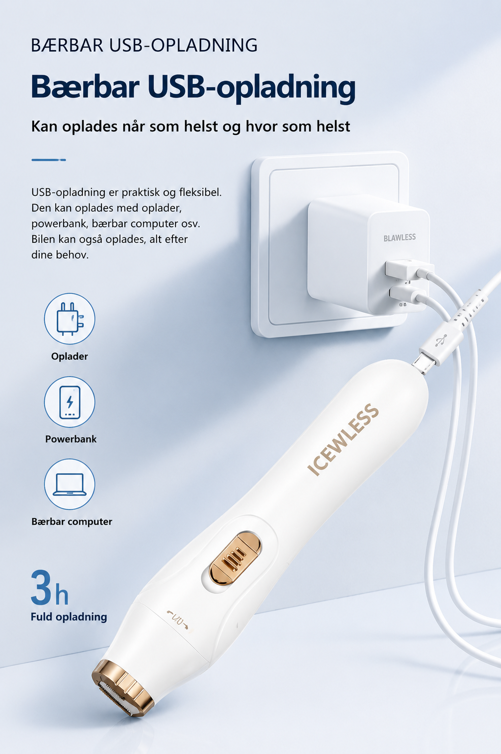 Vandtæt elektrisk hårtrimmer