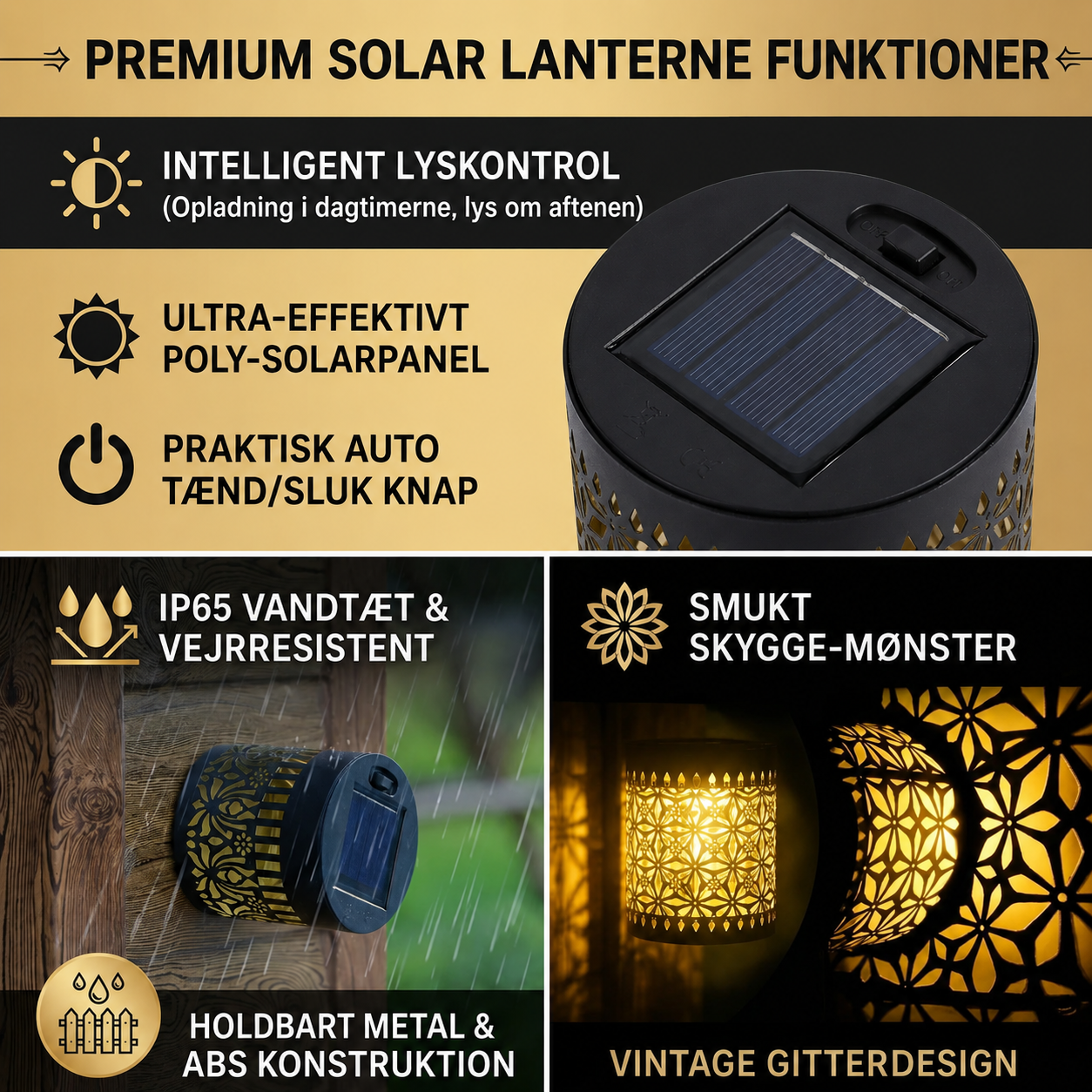 Solar mandala lys til hegn og have