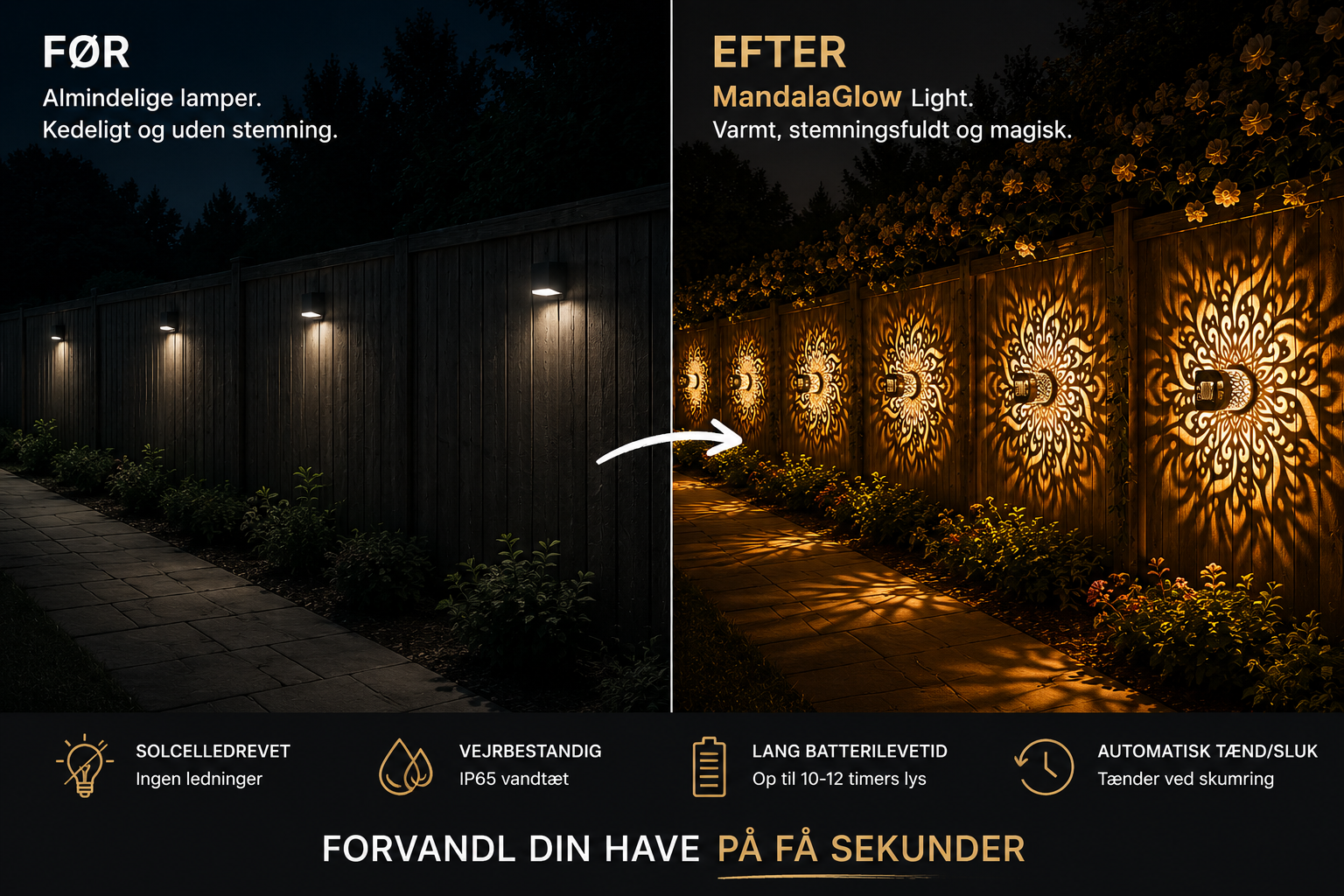 Solar mandala lys til hegn og have