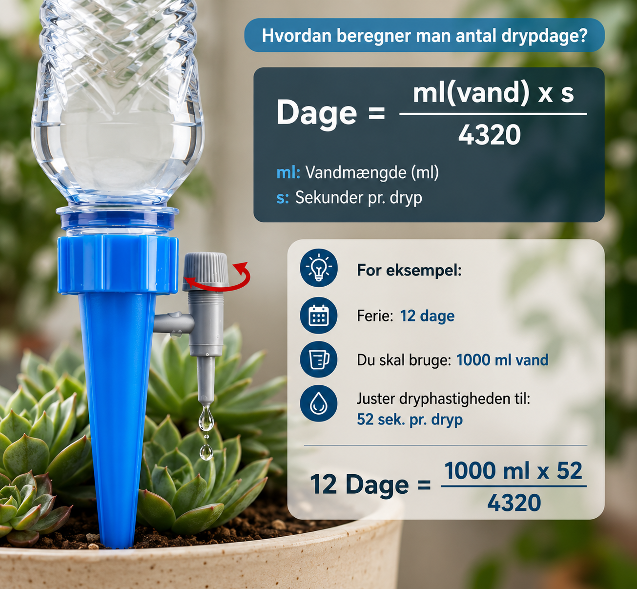 Automatisk dryp-vandingssystem til blomster og planter