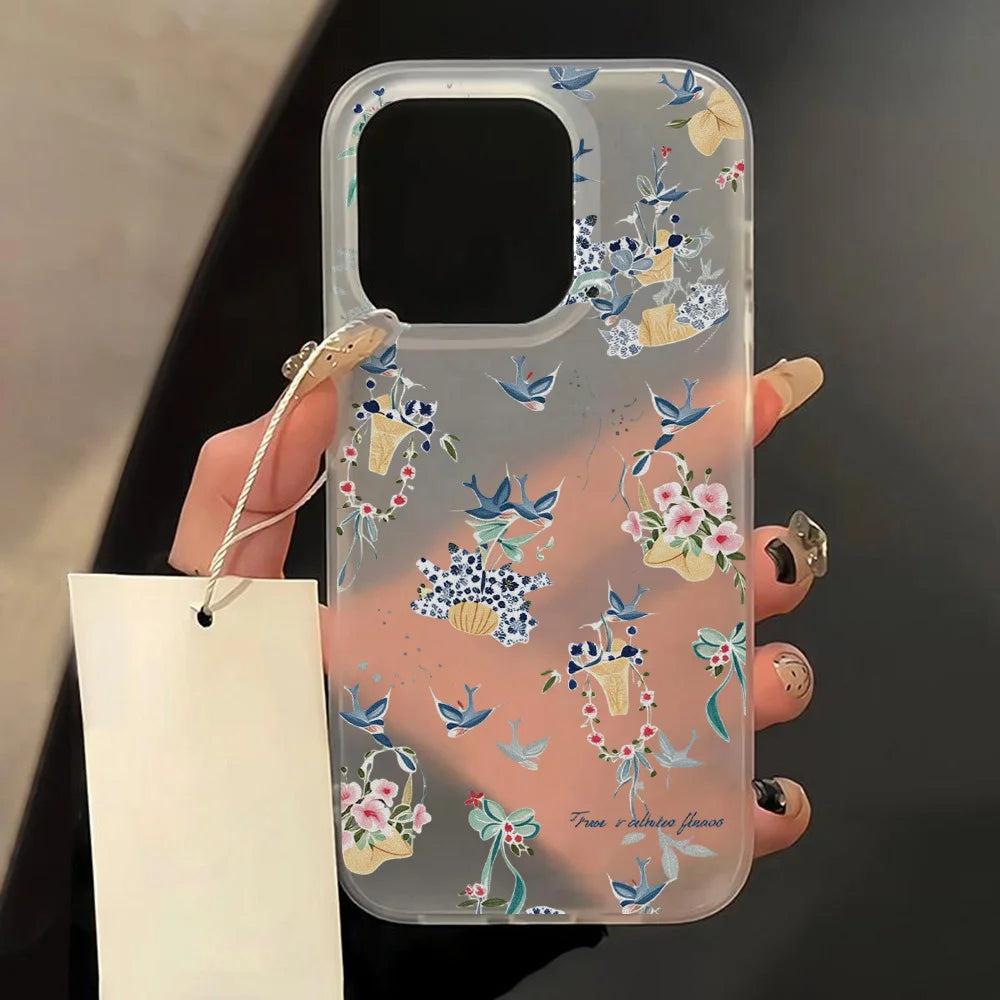 Transparent mat telefonetuier til iPhone 17, 16, 15, 14, 13, 12, og 11