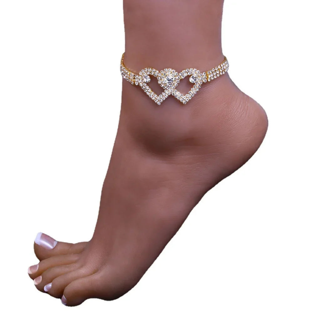 Luksuriøse rhinestone ankelkæder til kvinder med skinnende design