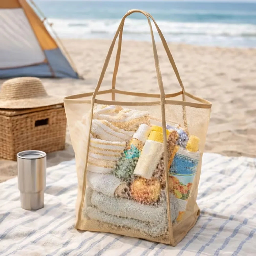 Foldbar mesh-strandtaske til svømning og opbevaring – perfekt til sommeren
