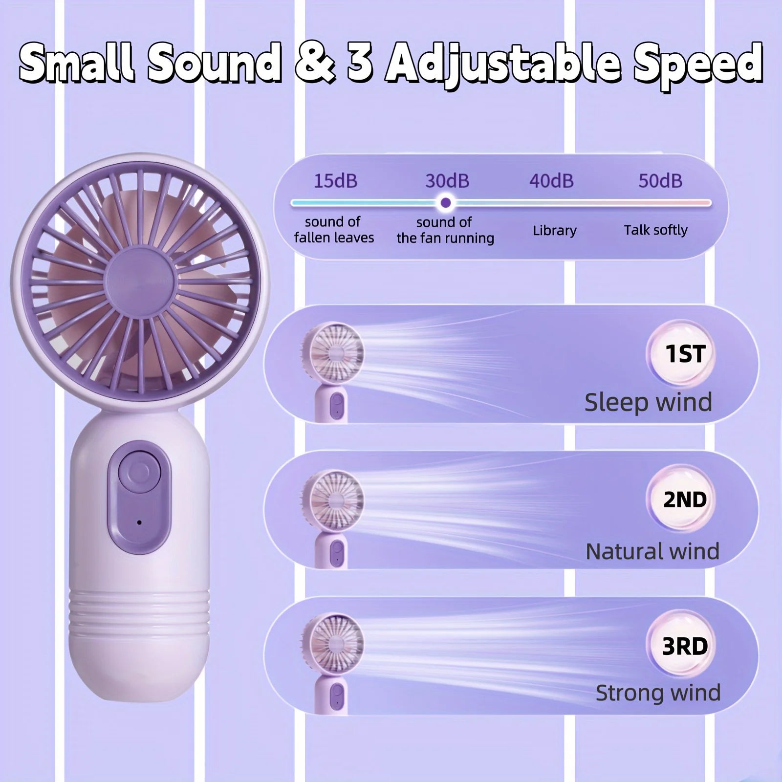 Bærbar mini USB-ventilator til opladning – stille og effektiv