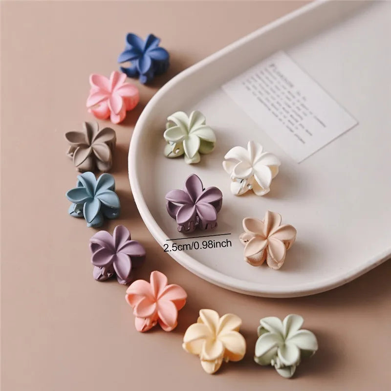 Sæt med 10/20 små hårklemmer i søde blandede blomsterfarver med frosted finish