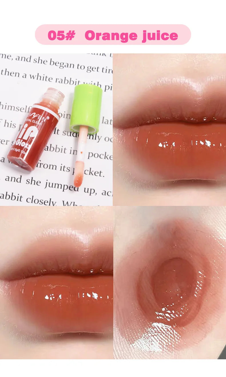 6-delt spejl læbeglans sæt med fugtighedgivende og letvægtig lip balm