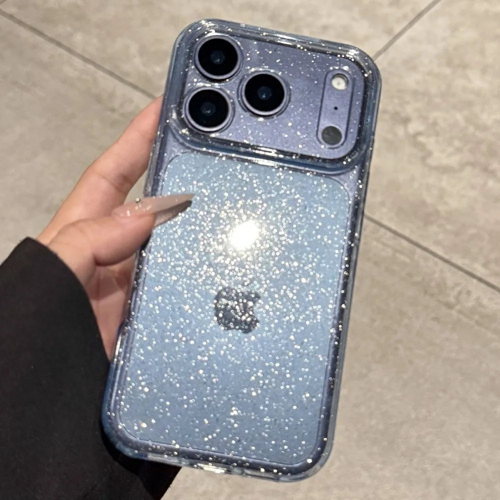 Luksuriøst glitter silikonecover til iPhone – gennemsigtigt design