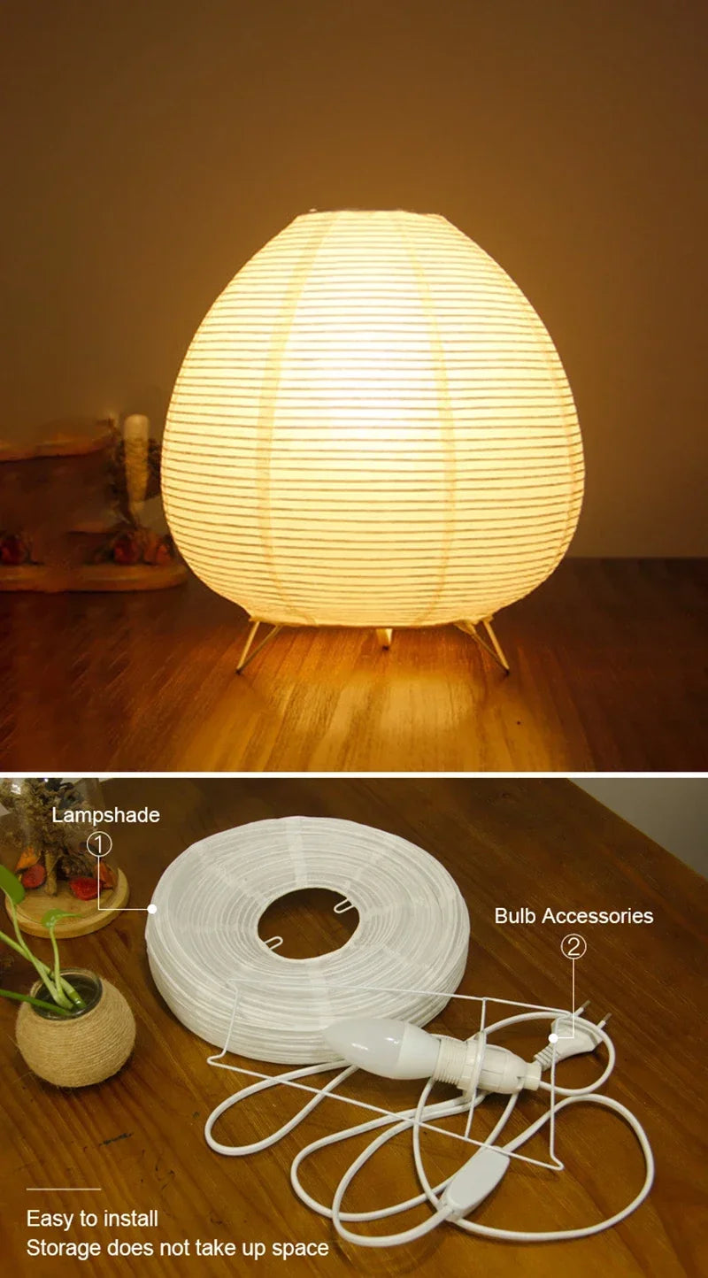 Japansk LED-bordlampe i rispapir til en hyggelig stemning