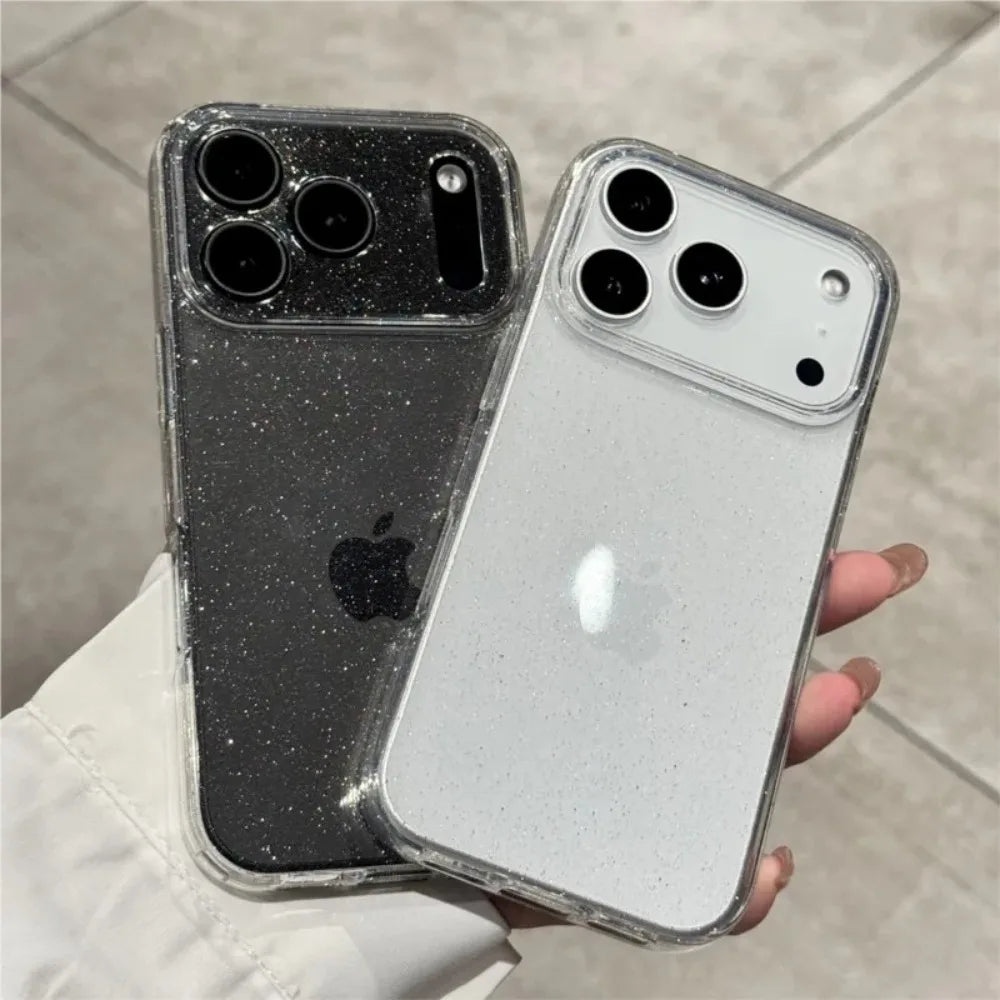 Luksuriøst glitter silikonecover til iPhone – gennemsigtigt design