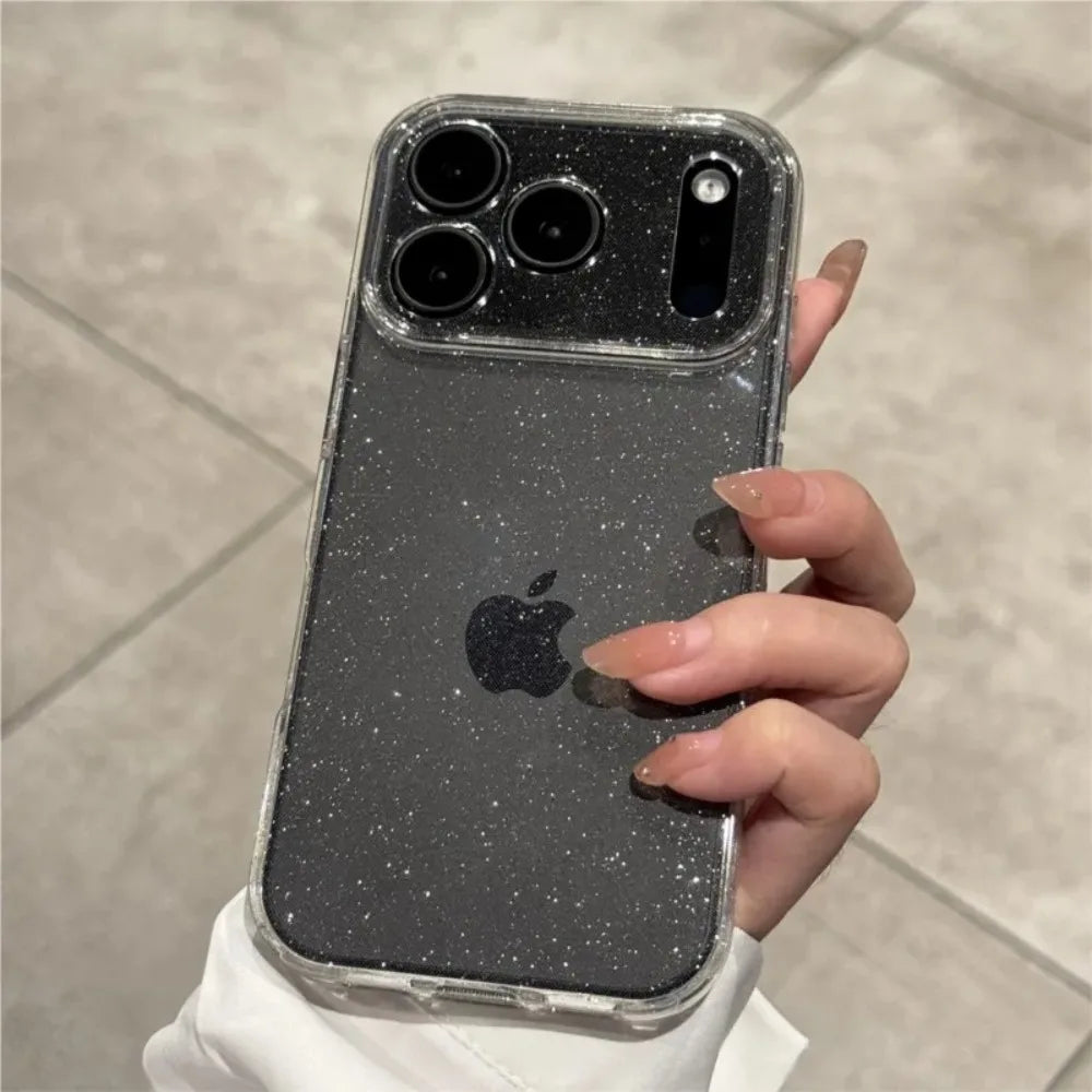 Luksuriøst glitter silikonecover til iPhone – gennemsigtigt design