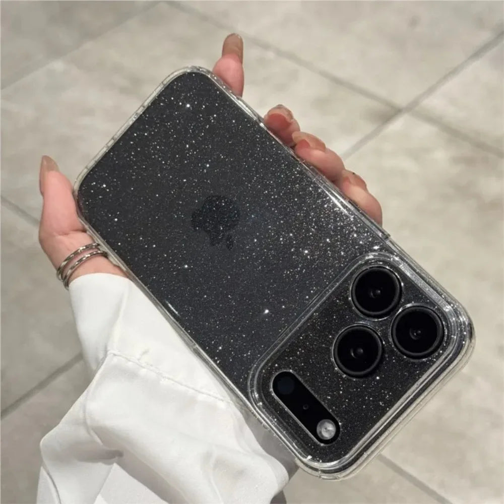 Luksuriøst glitter silikonecover til iPhone – gennemsigtigt design