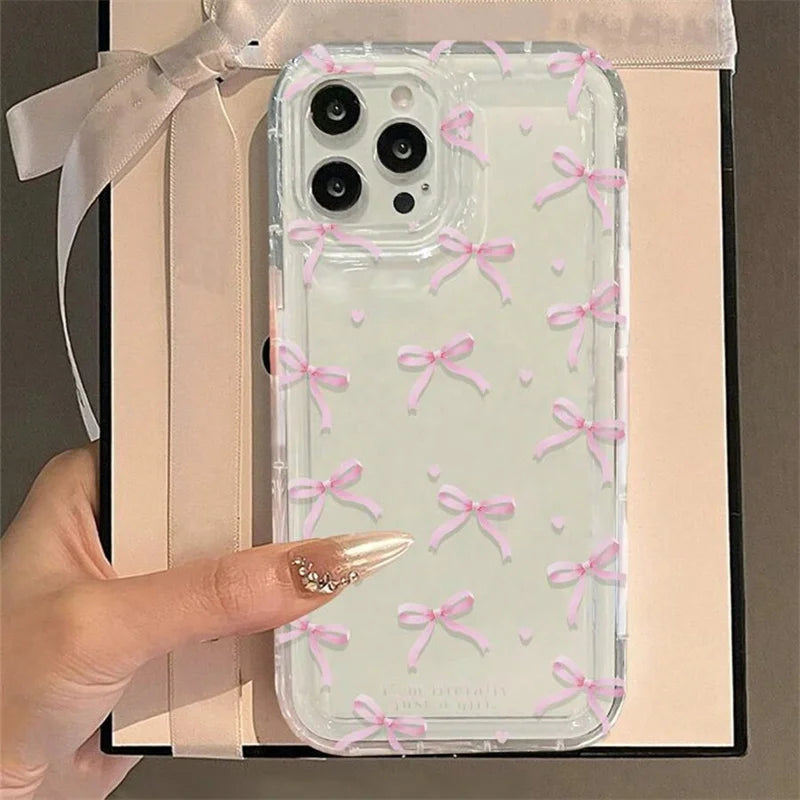 Sødt pink hjerte bue telefonetuier til iPhone