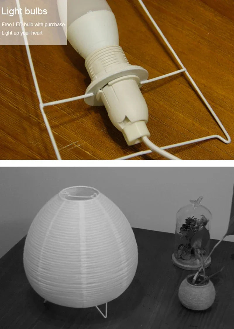 Japansk LED-bordlampe i rispapir til en hyggelig stemning