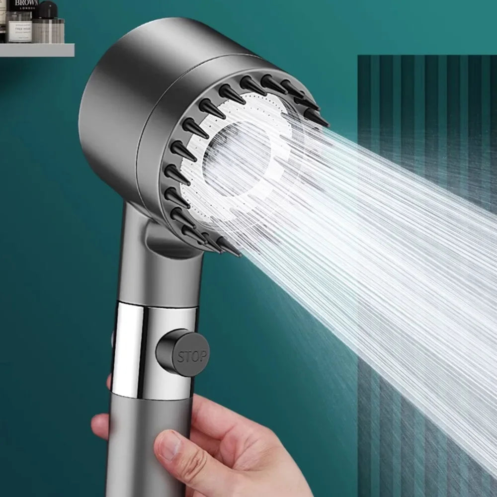 Trykfilter brusehoved med 3 indstillinger og massageborste