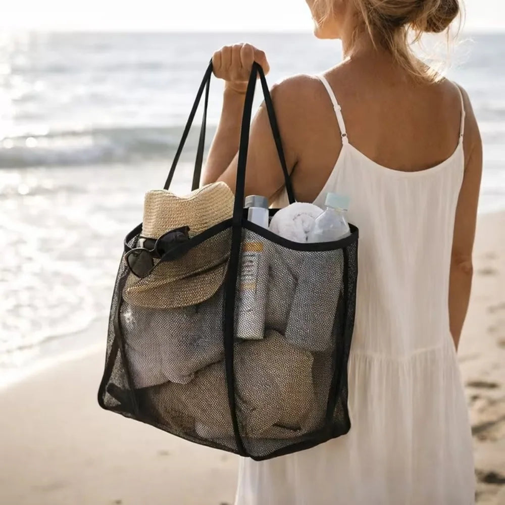 Foldbar mesh-strandtaske til svømning og opbevaring – perfekt til sommeren