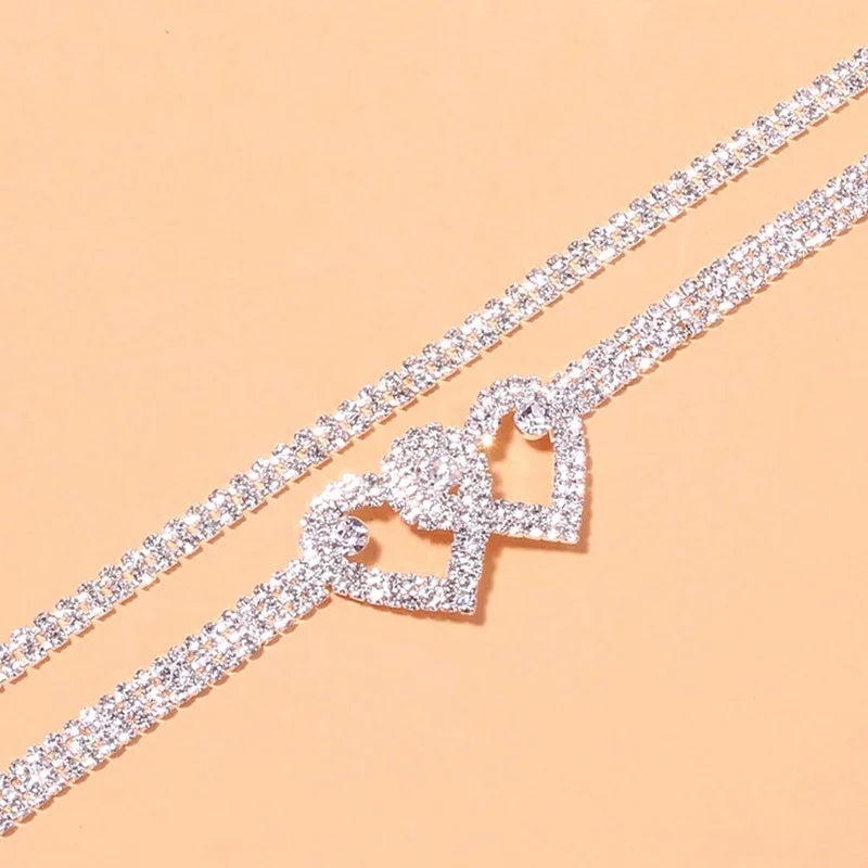 Luksuriøse rhinestone ankelkæder til kvinder med skinnende design