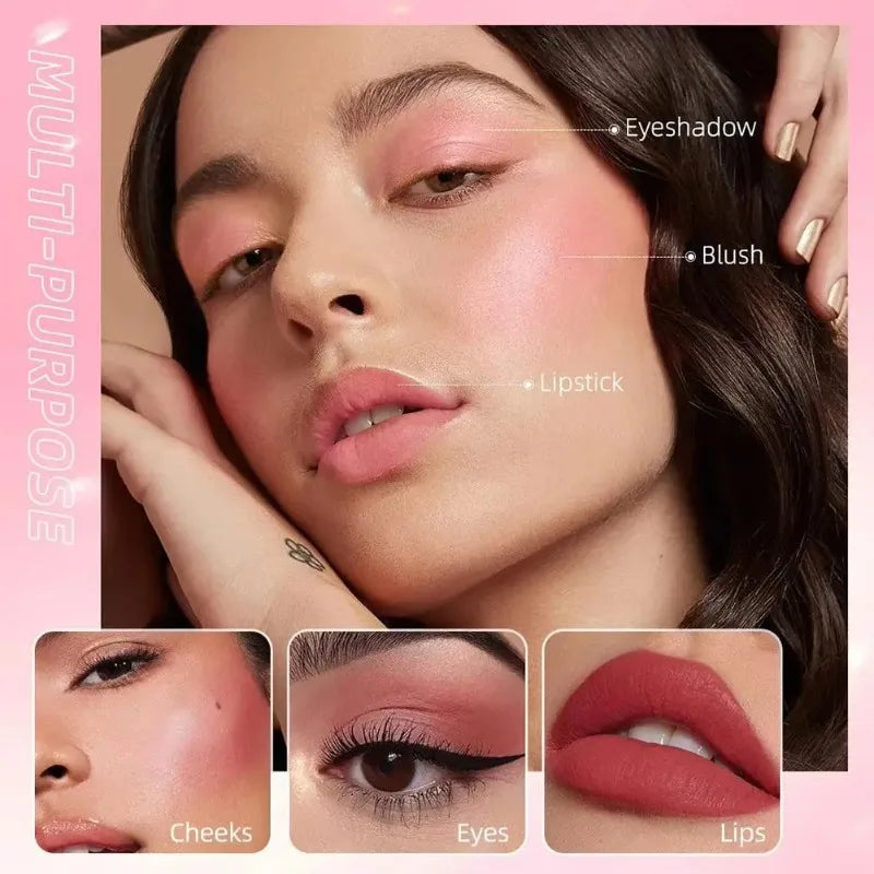 Matte blush-pudder med lang holdbarhed i en letvægtig og blød cushion-finish
